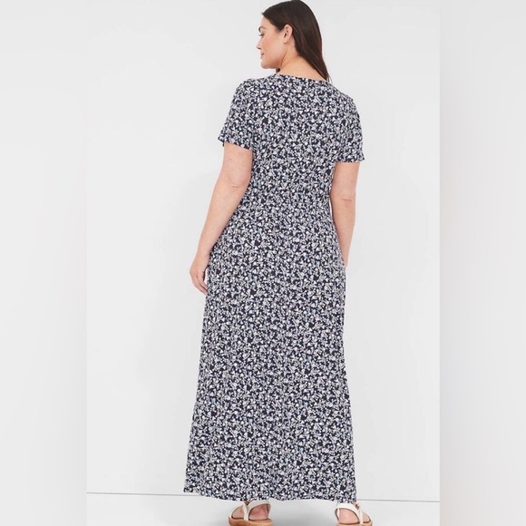 Lane Bryant Blue & Purple Floral V Neck Waist Knot Jersey Maxi Dress Size 22/24 - Picture 2 of 6